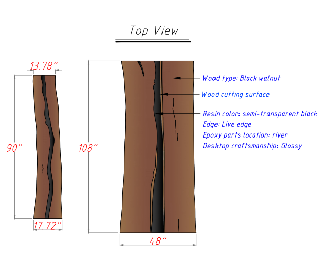 Custom Link for Gabbi - Final Balance Due: $8,522.03 - 48" x 108" Black Walnut Table with 90''L Bench