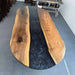 Handcrafted galaxy blue resin dining table with black walnut wood slab