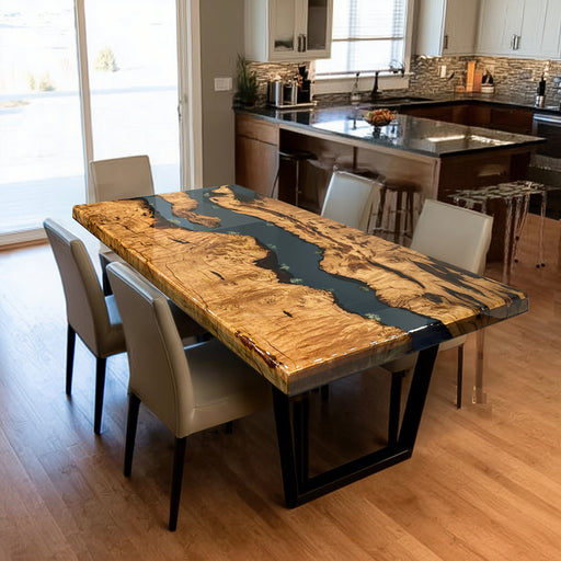 Dining table with unique design in a kitchen setting