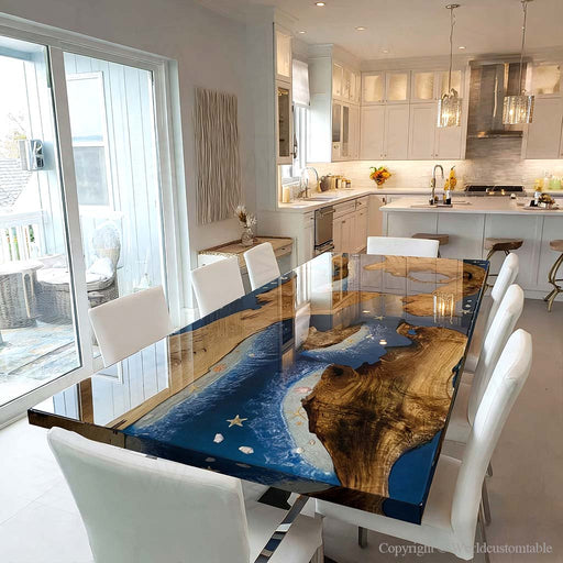 Handmade Golden Camphor Wood Dining Table Live Edge Detail