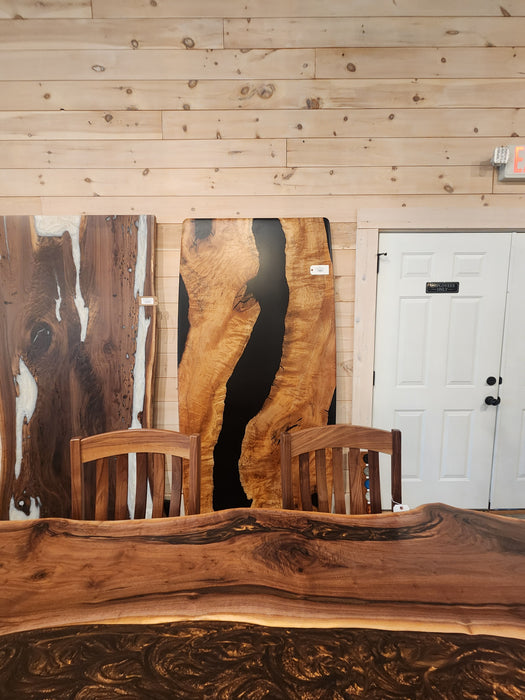 Custom Link for Debbie -  Black Resin with Walnut Wood 82" × 36" - Matte Finish Tabletop