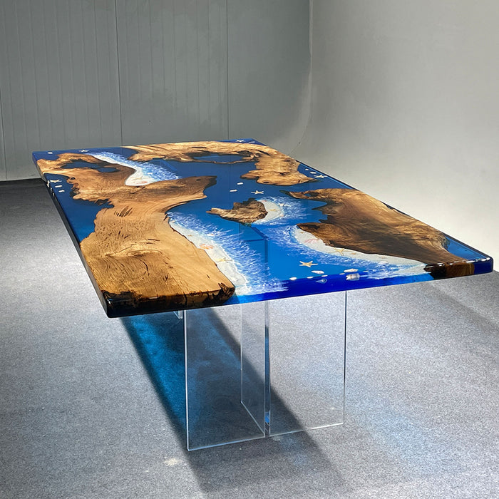 Golden Camphor Wood Resin River Table Close-up Craftsmanship