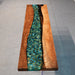 Green resin black walnut entryway table for a modern home