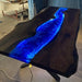 Handcrafted black walnut resin table with blue LED lighting