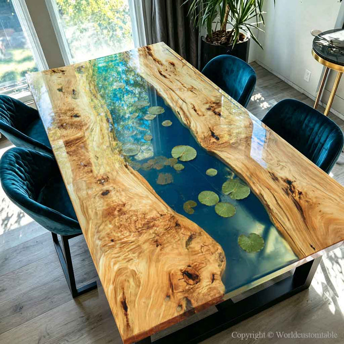 Handcrafted epoxy dining table designed for modern American homes