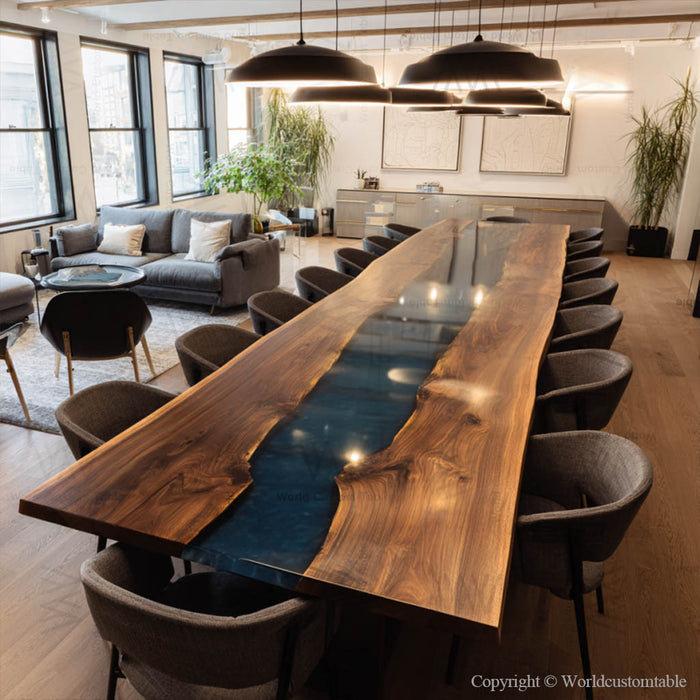 Unique extra large epoxy conference table designed for professional meetings
