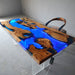 wooden blue epoxy led resin table for dinning & living spaces in colorado