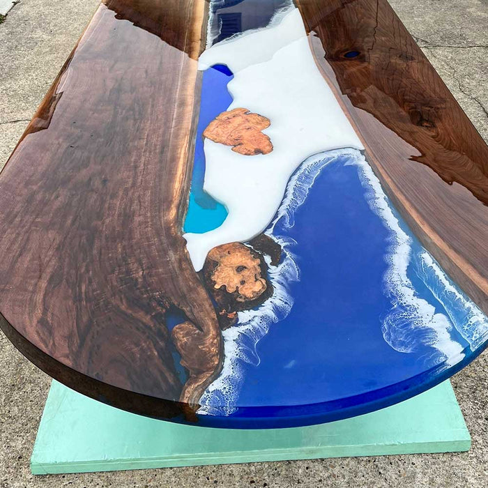Handcrafted oval epoxy resin table perfect for office and meeting rooms in california