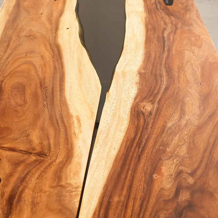 Handcrafted Smoky Epoxy Walnut Table Close-Up