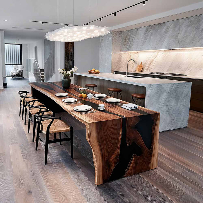 handmade black walnut epoxy dinning table for american homes in atlanta