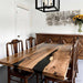 Handcrafted walnut epoxy dinning table for home interior