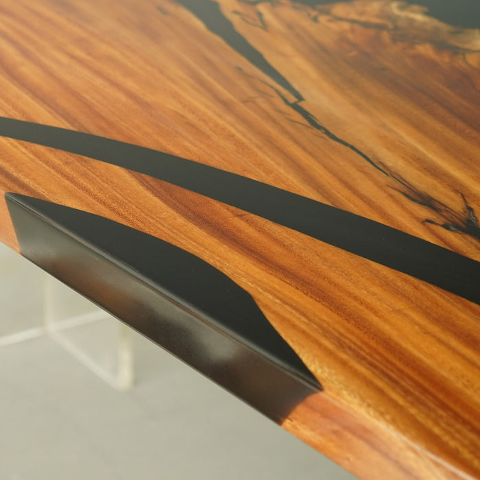 Handcrafted walnut epoxy table for spacious dining rooms