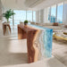 Handcrafted walnut epoxy waterfall table for modern office space