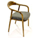 Chair with wooden frame and gray cushion on a white background