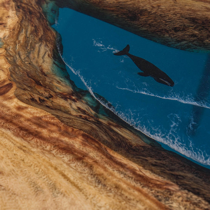 Handcrafted walnut ocean river table with coastal resin design