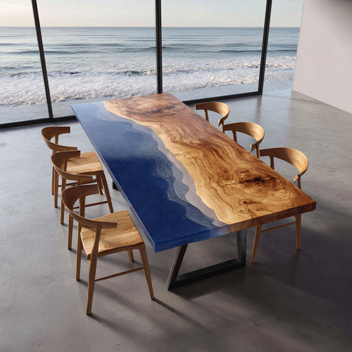 Handcrafted walnut ocean wave epoxy table ideal for contemporary interiors