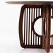 Handcrafted walnut round table with detailed natural wood grain