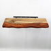 Wooden wall shelf with black bracket on a white background