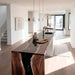 handcrafted black walnut epoxy waterfall table for american kitchens in california