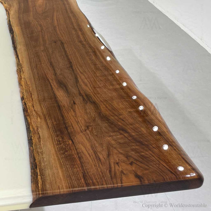 Handmade black walnut resin table showcasing custom furniture craftsmanship for US homes.