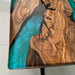 Handmade kitchen table with Cunninghamia burl and blue epoxy
