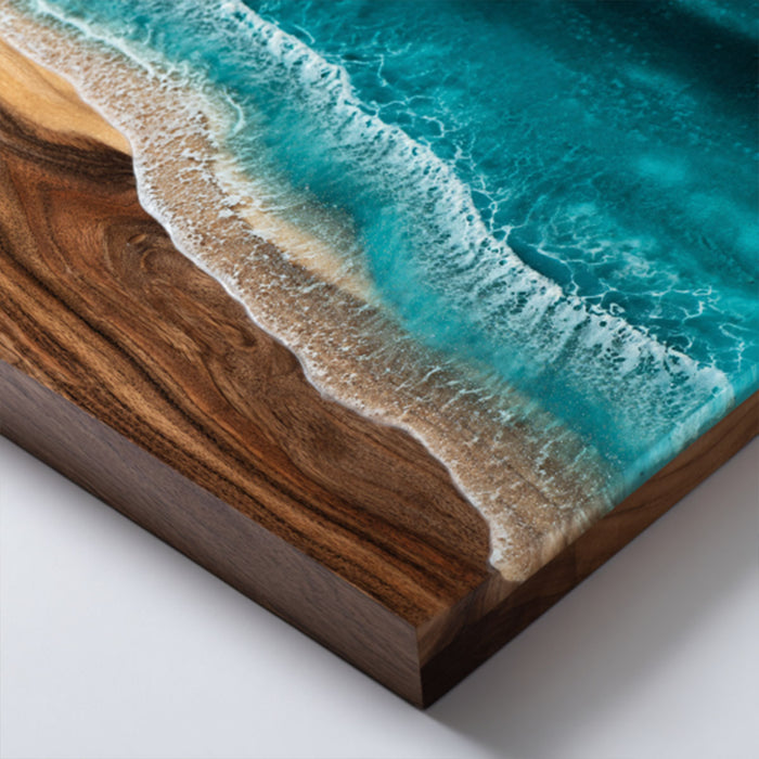 Handmade epoxy ocean wave table for coastal home decor