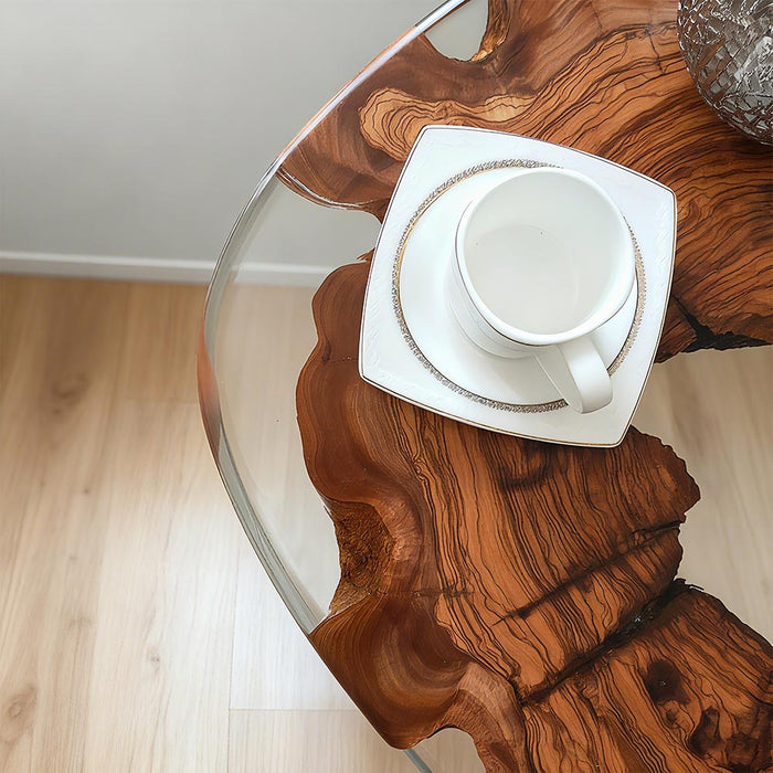 durable olive wood epoxy coffee table for homes & offices in chicago