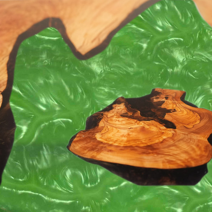 Handmade Olive Wood Resin River Table with Live Edge