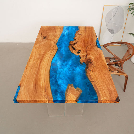 Handmade Olive Wood Live Edge Epoxy River Table