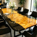 Poplar wood black epoxy resin conference table with live edge design for modern office and dining room