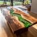 black walnut wood clear epoxy golf table for living spaces in florida