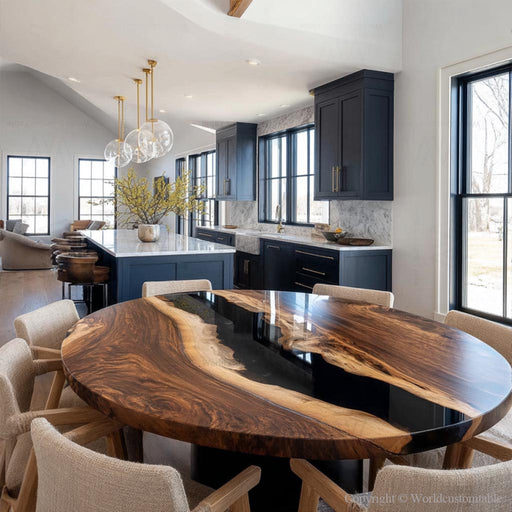round wooden epoxy dinning table for modern homes in Florida