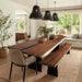 Handmade walnut resin river dining table set styled for California coastal homes.