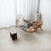 Resin and natural wood oval table for home décor showroom display