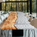 epoxy resin ice-effect wood table showcasing live edge design