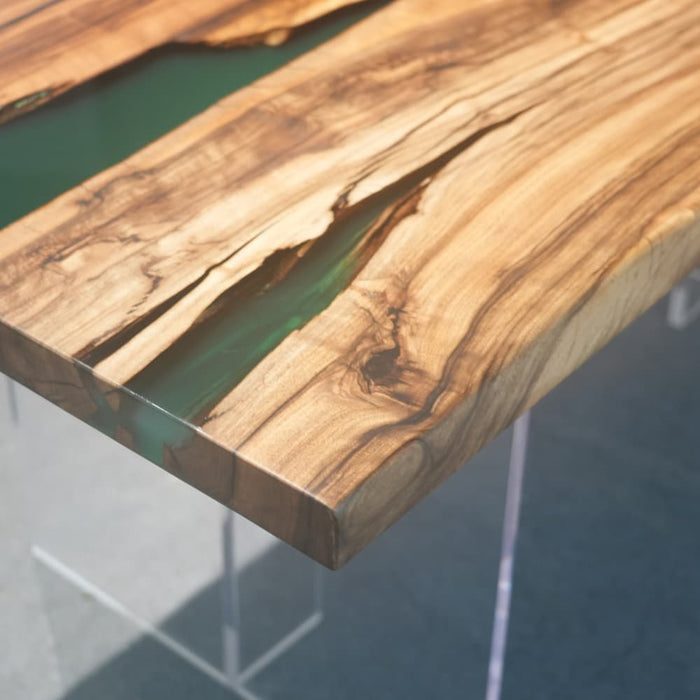 In stock emerald green epoxy dining table with 4 to 7 week delivery