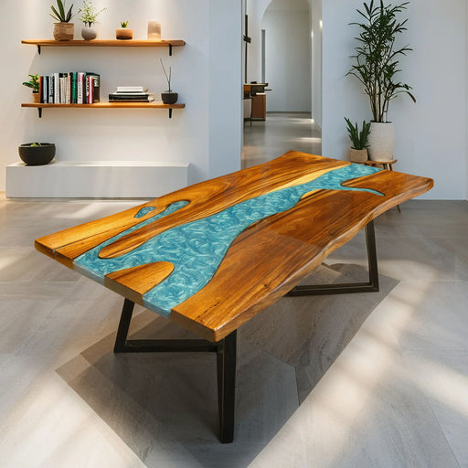In-stock epoxy resin dining table for 6 to 8 people, ready to ship