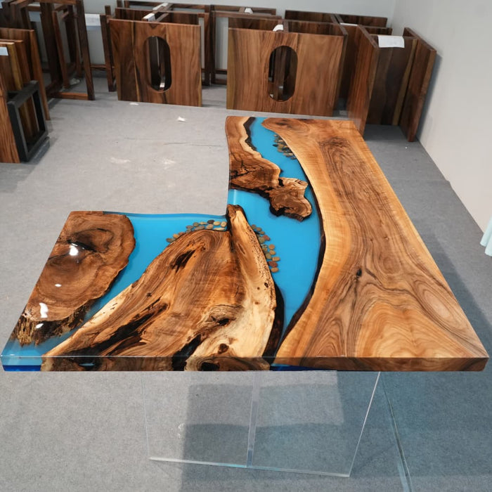 In stock L shaped epoxy office desk with 4 to 7 week delivery