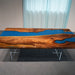 In stock walnut blue epoxy dining table with 4 to 7 week U.S. delivery