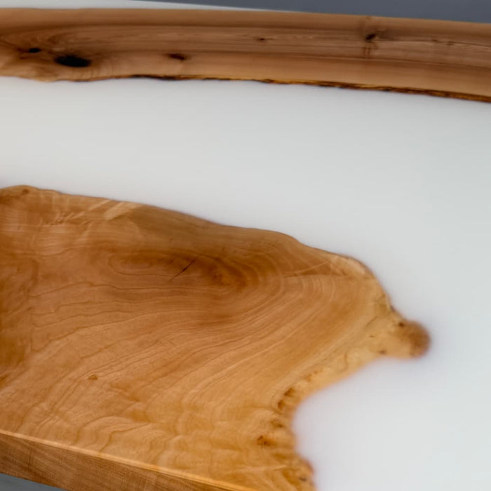 In stock white epoxy dining table with 4 to 7 week delivery