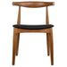 Wooden chair with a black cushion on a white background