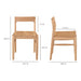 Wooden chair with dimensions labeled on a white background