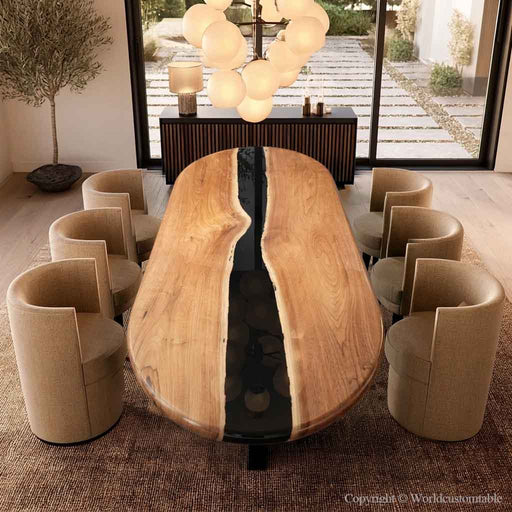 Custom black walnut live edge dining table for modern home decor