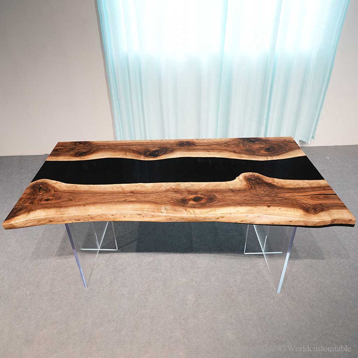 Luxury live edge epoxy dining table designed for modern home interiors