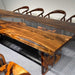Luxury custom river table designed for elegant dining spaces with natural hardwood and modern resin design.