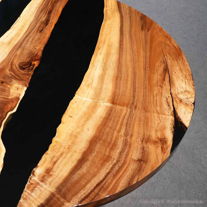 Black epoxy walnut table designed as a stylish centerpiece for modern interiors