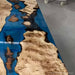 Handmade resin wood dining table with poplar slab and blue epoxy finish