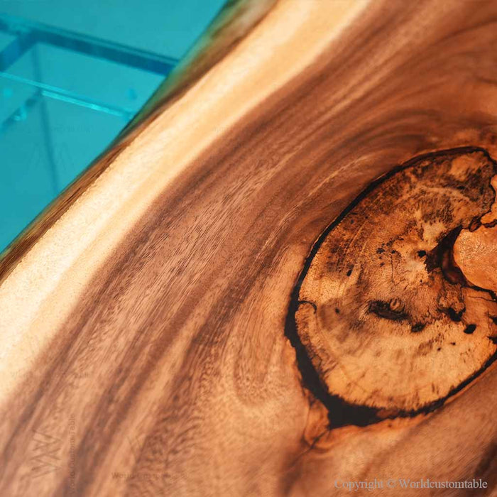 Custom walnut conference table with integrated power connection