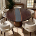 Custom live edge walnut dining table with gray epoxy resin river