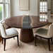 Round walnut epoxy dining table with smoky gray resin design